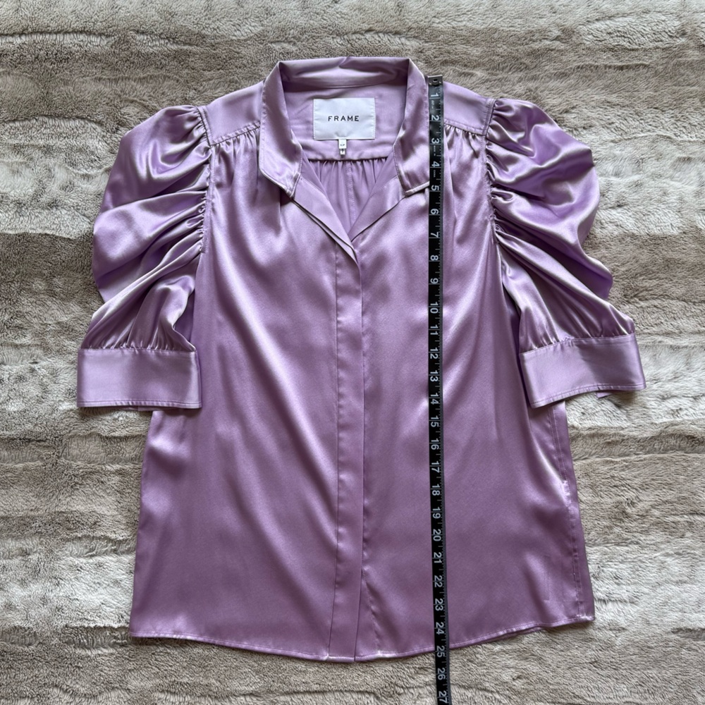 FRAME Gillian Stretch Silk Blouse in Lilac Size S - Picture 11 of 16